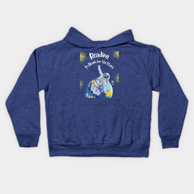 Reading to Reach for the Stars , astronout Kids Hoodie by KIRBY-Z Studio